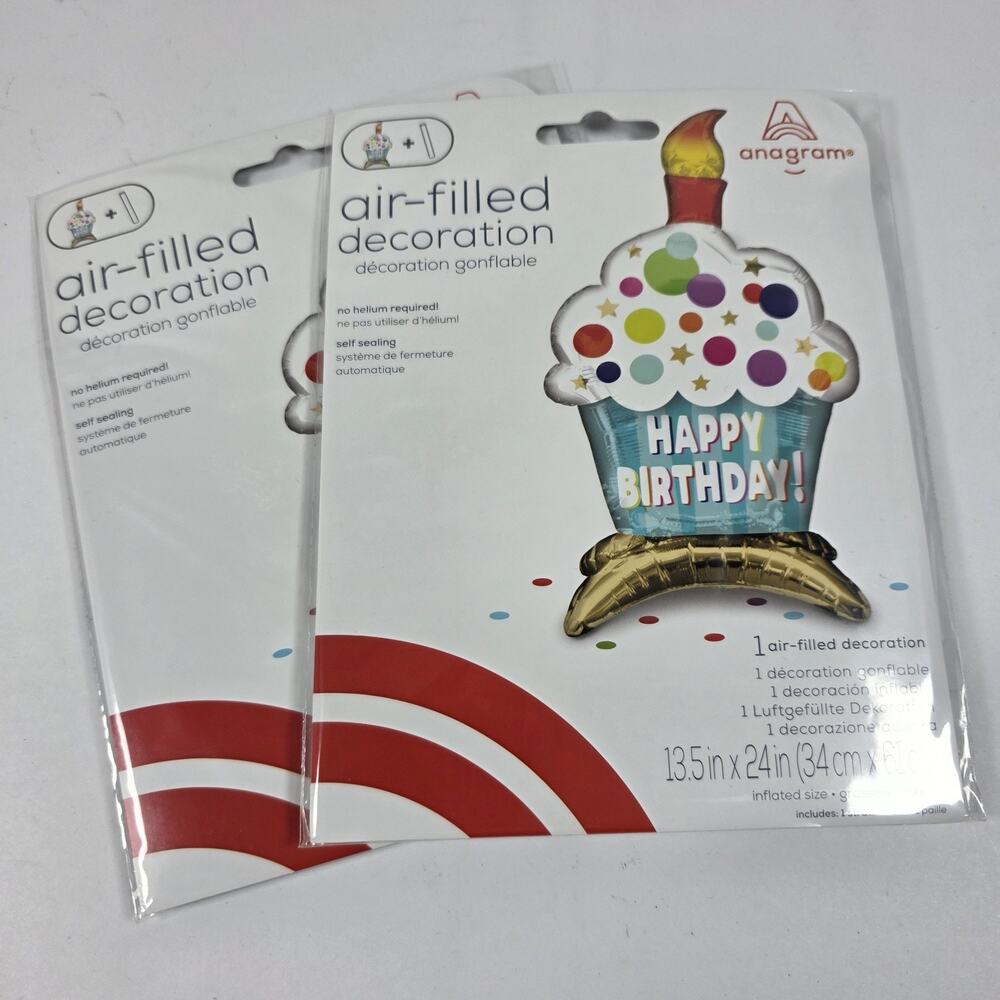 Anagram Happy Birthday Cupcake Balloons Air Filled Decoration 24in NEW